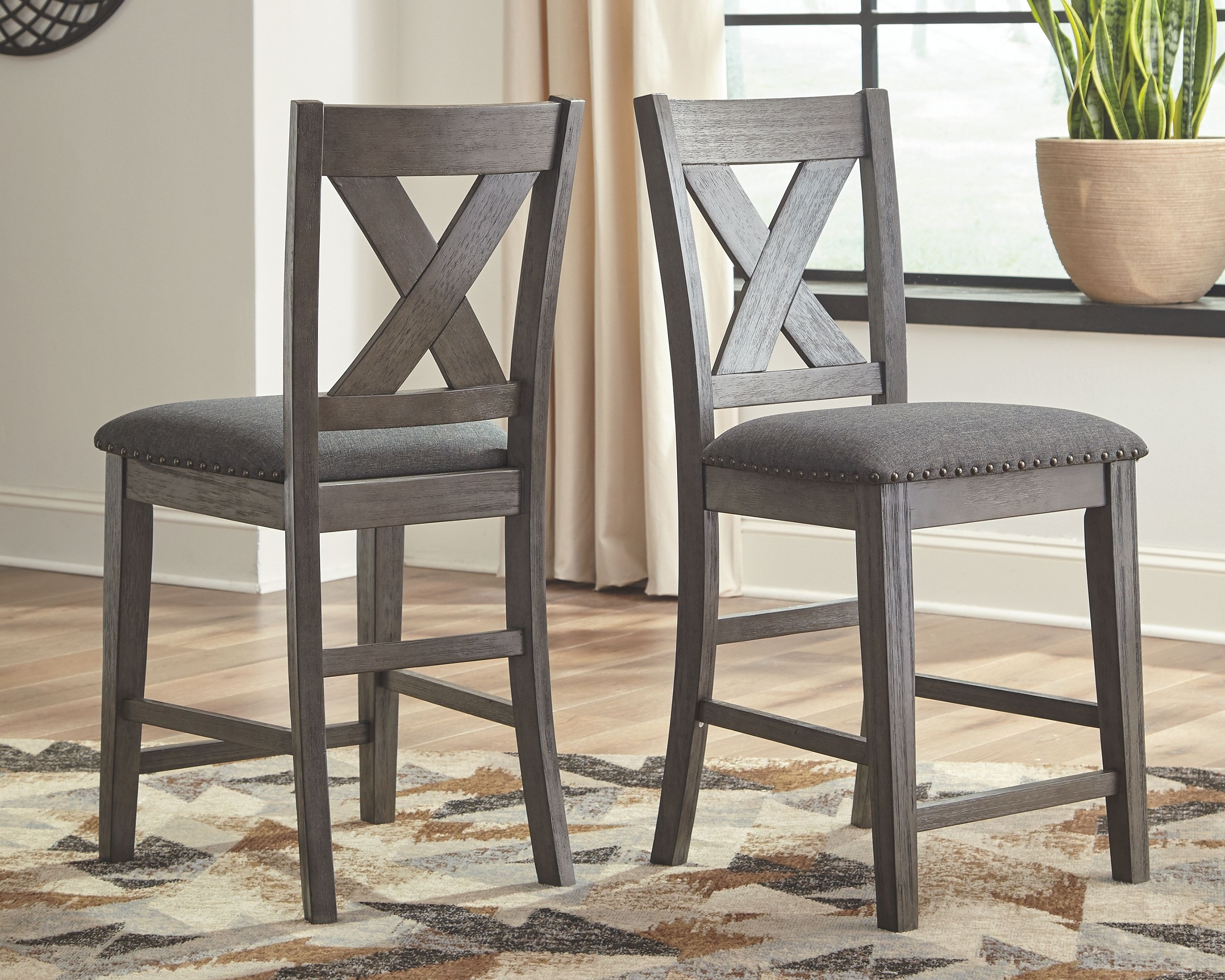 Caitbrook gray 5 piece x back shop dining set