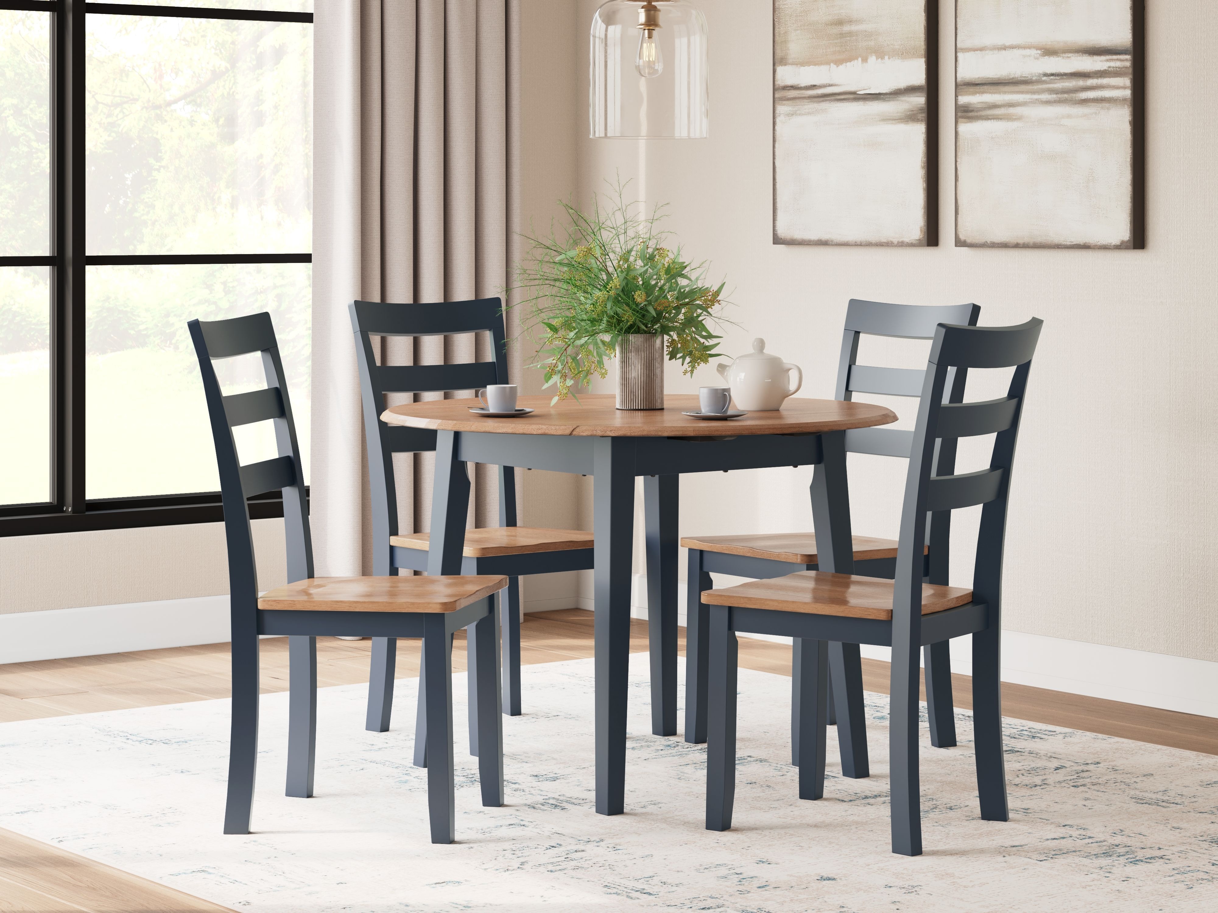 Ashley Gesthaven 5 Piece Round Dining Room Drop Leaf Table