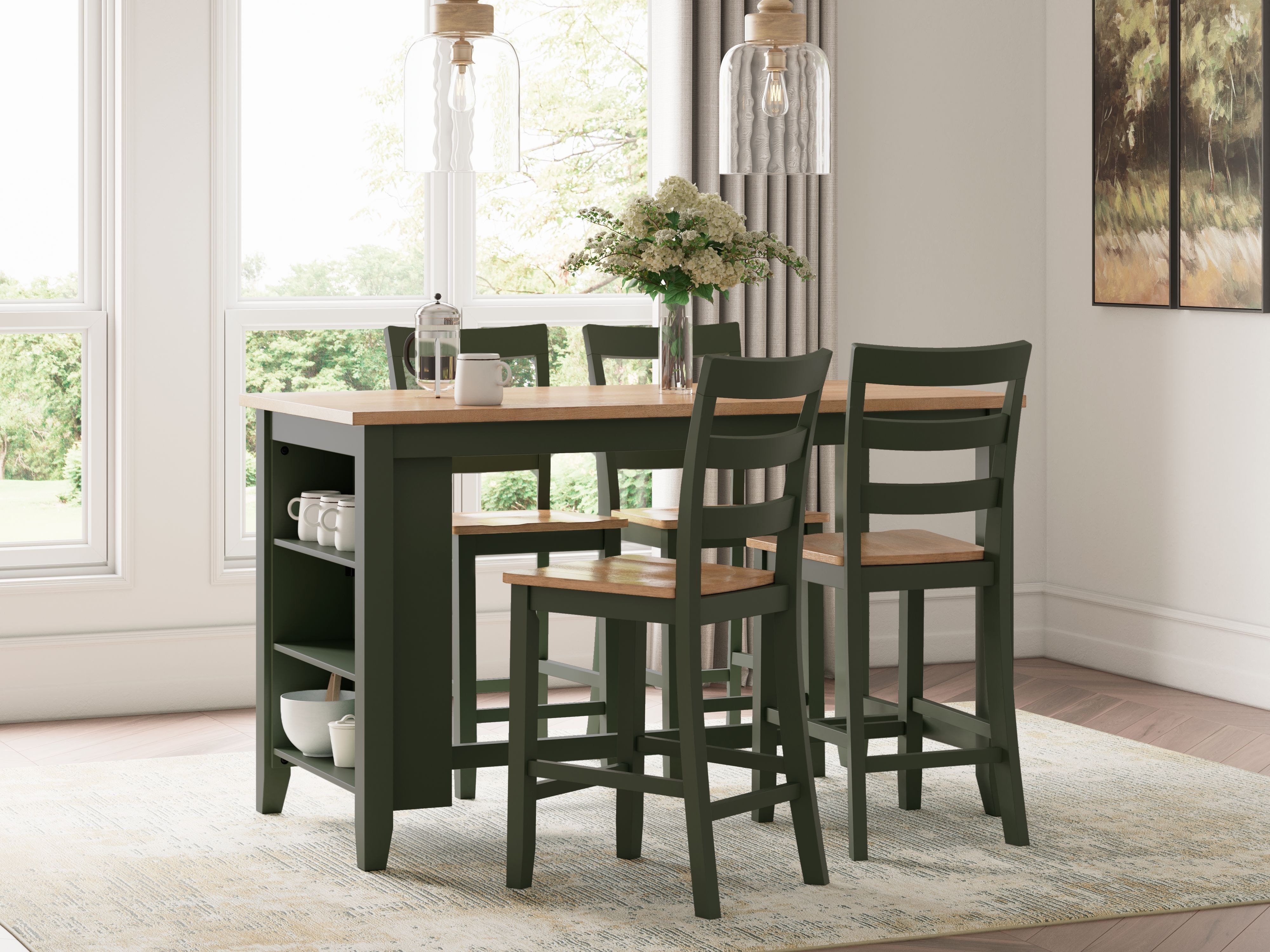 Ashley Gesthaven 5 Piece Rectangular Dining Room Counter Table Set D401 13 124 2 Portland OR