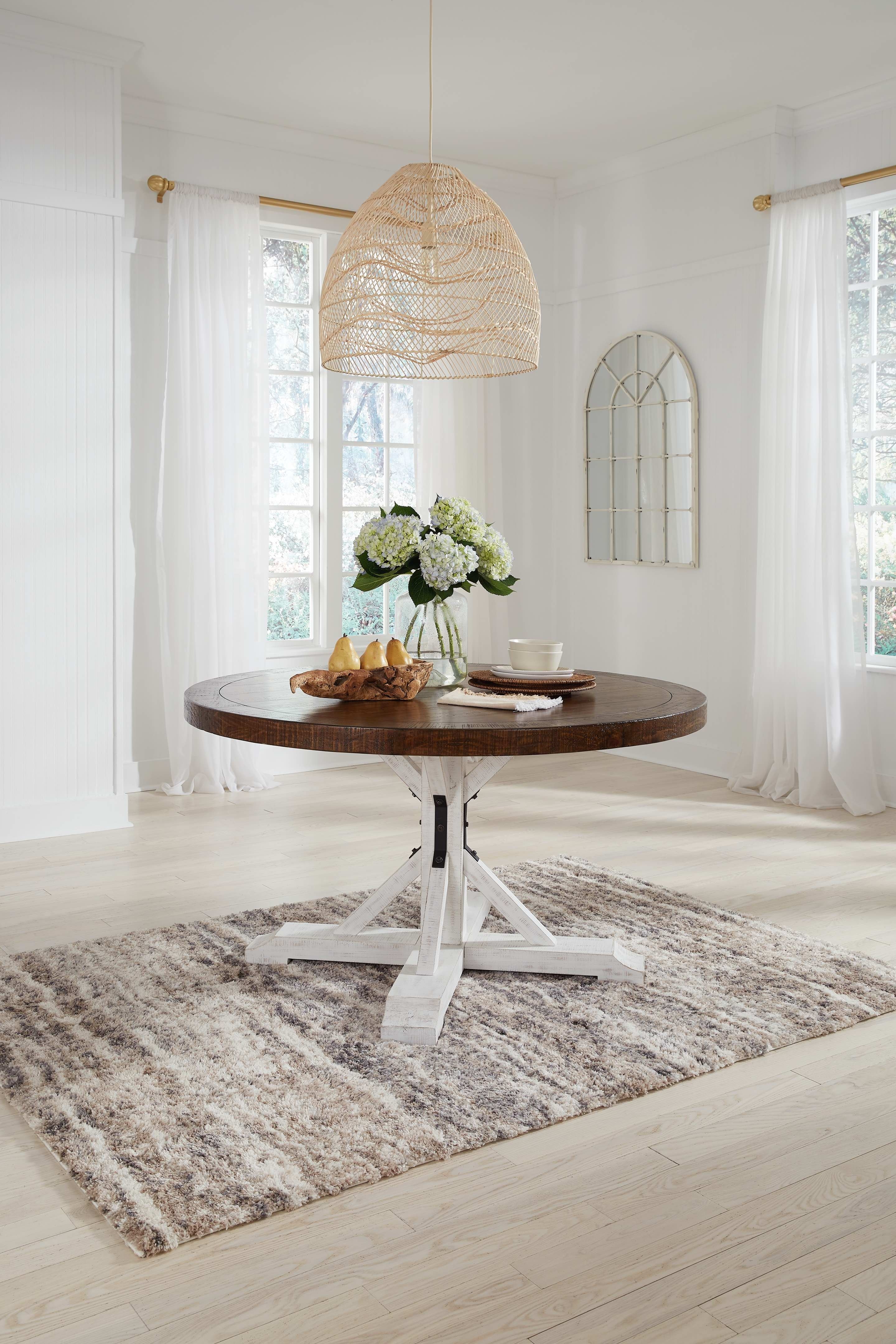 Ashley grindleburg round dining deals table in light brown