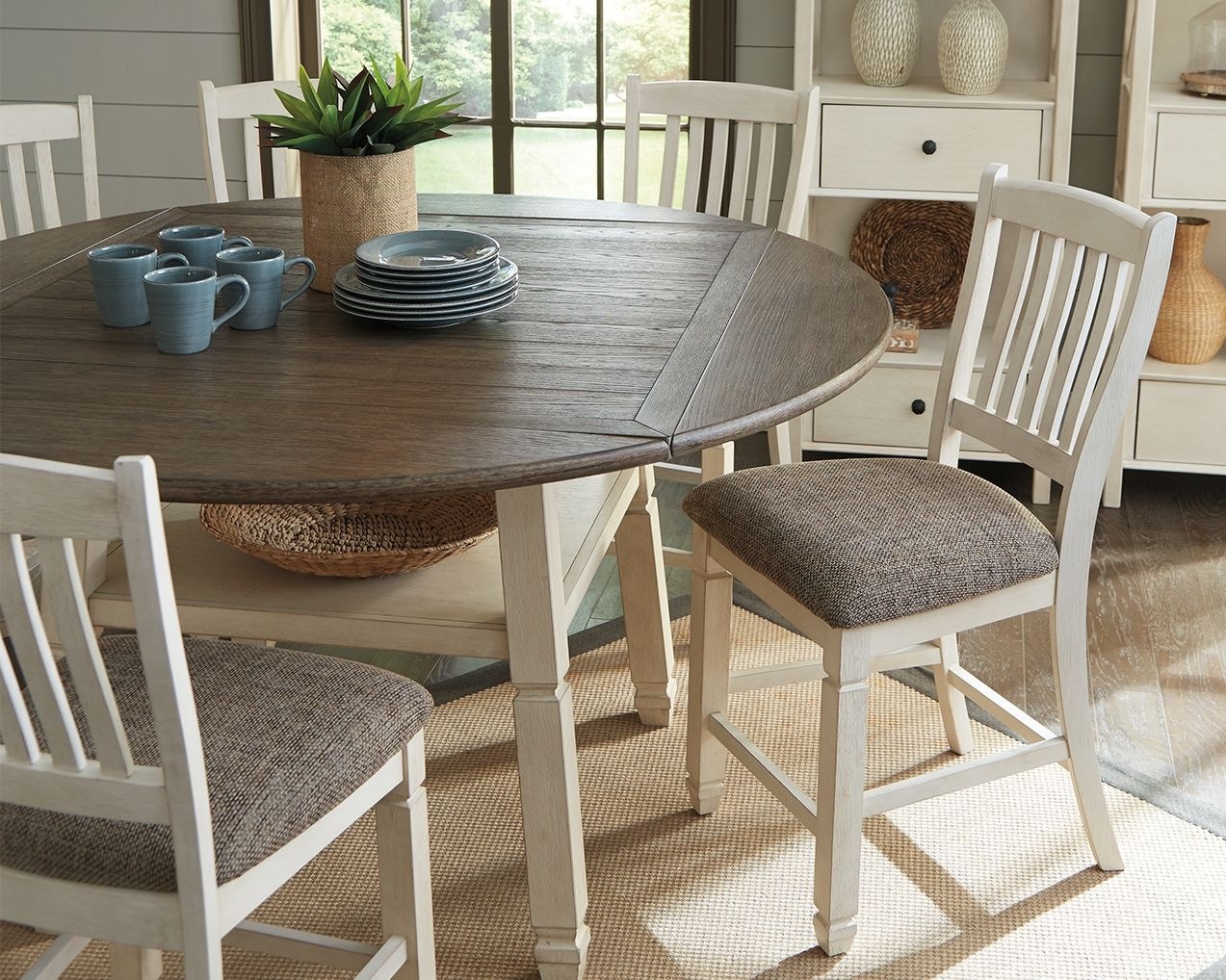 Ashley Bolanburg Round Drop Leaf Counter Table D647-13 - Portland