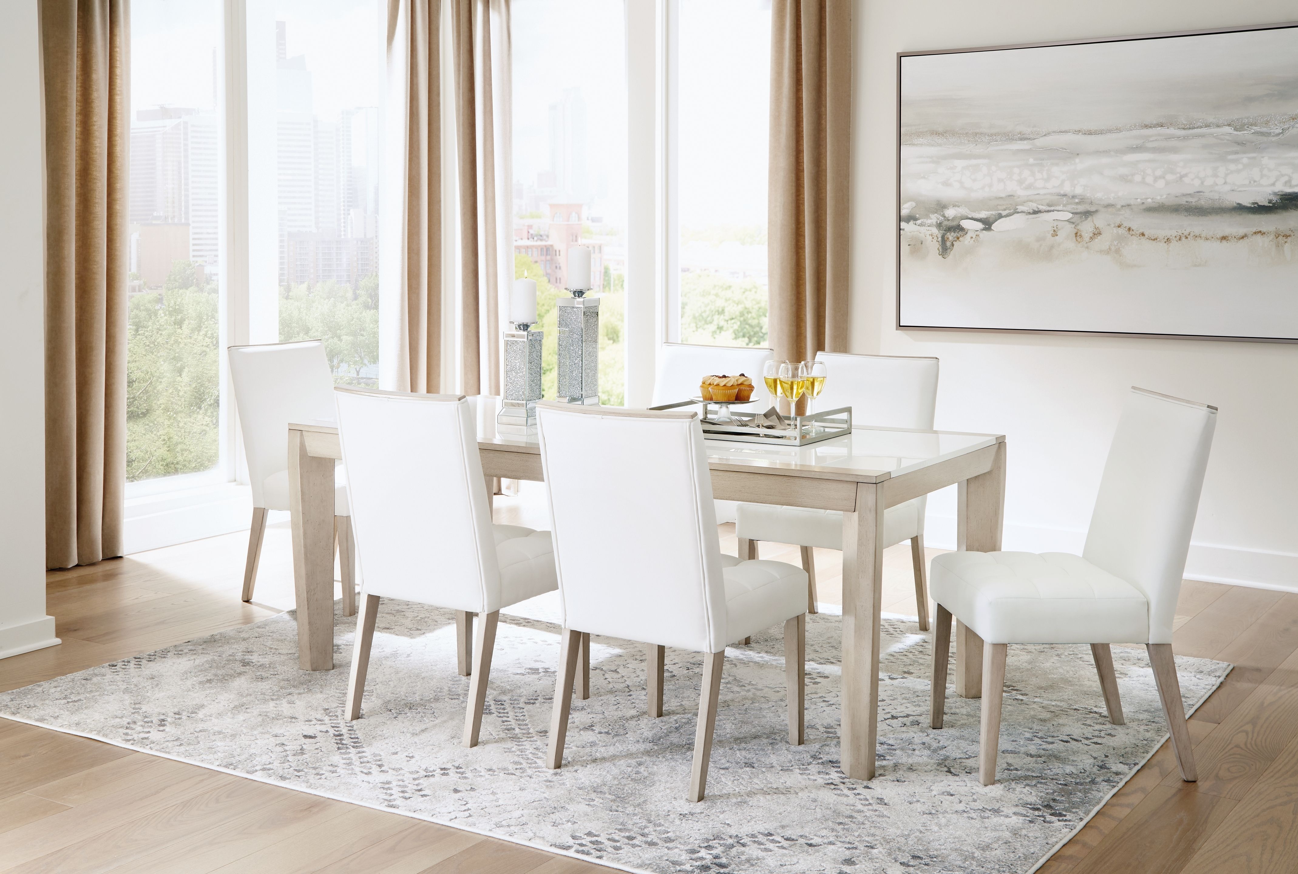 Dining room table 2025 white and wood