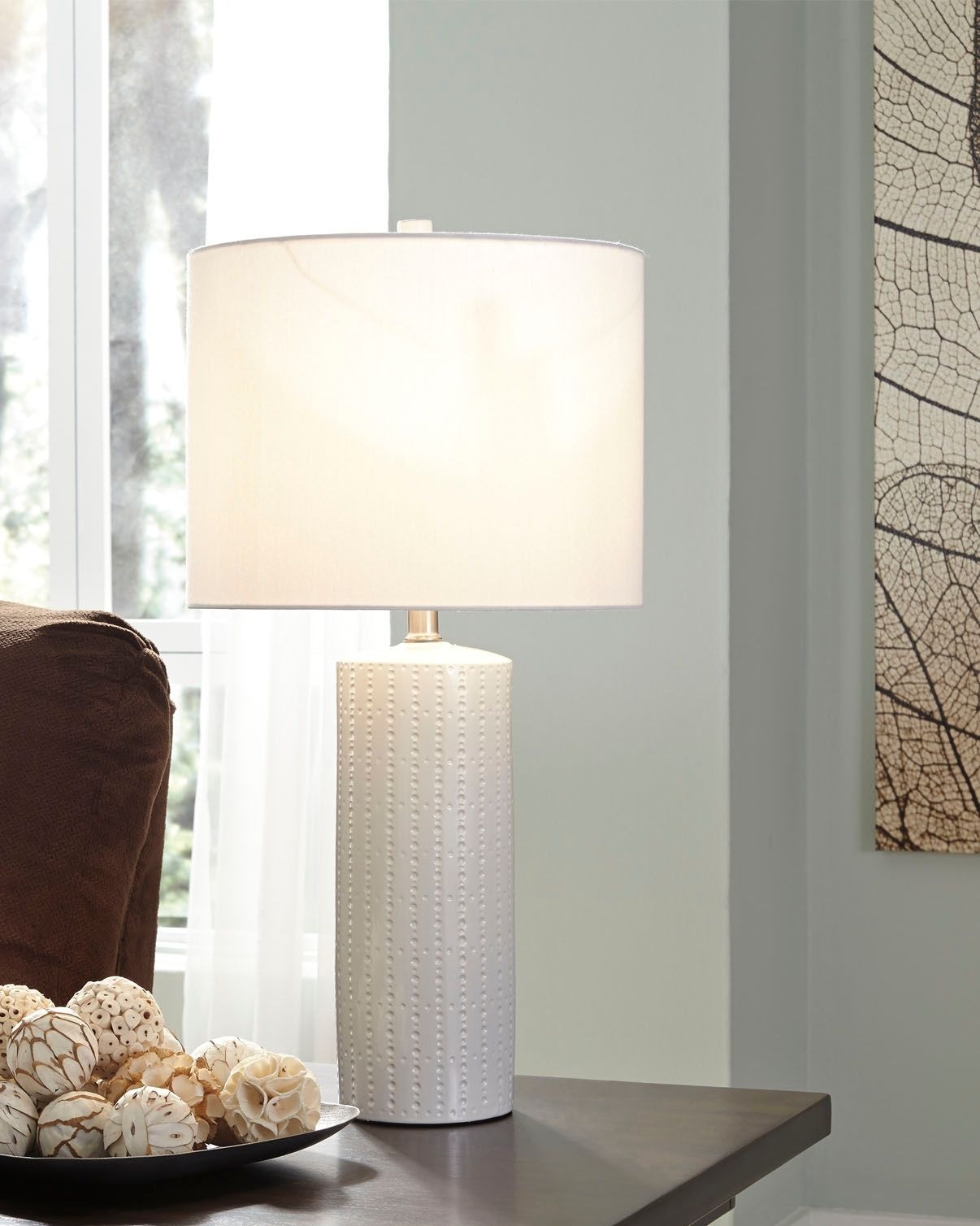 Elegant Designs LT1025-BWN Modern Leather Table Lamp With