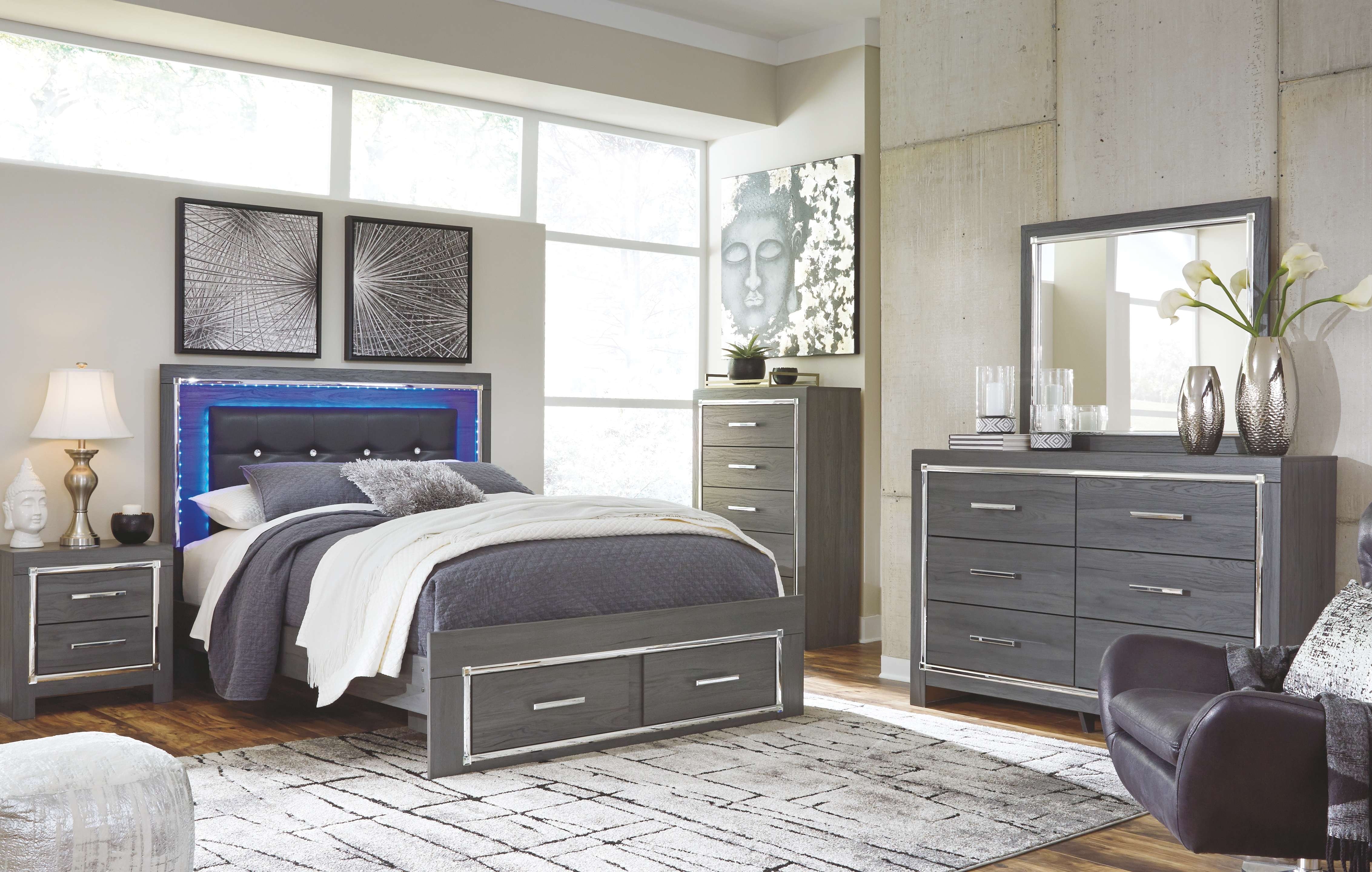 Ashley 7 Piece Queen Platform Bed with 2 Storage Drawers Set B214-31-36-46-57-54S-95-B100-13