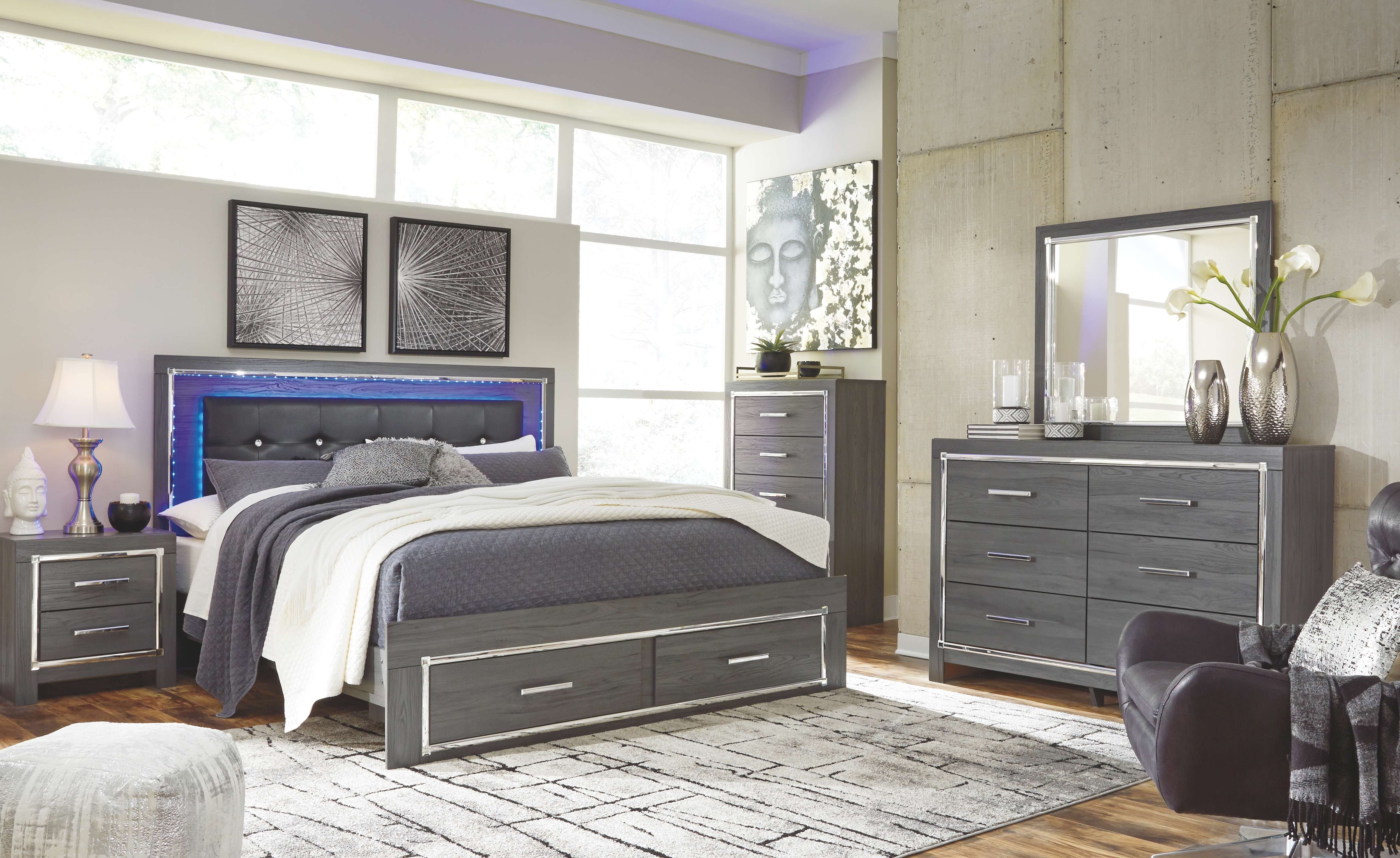 Ashley 8 Piece King Platform Bed with 2 Storage Drawers Set B214-31-36-58-56S-95-B100-14-92-2