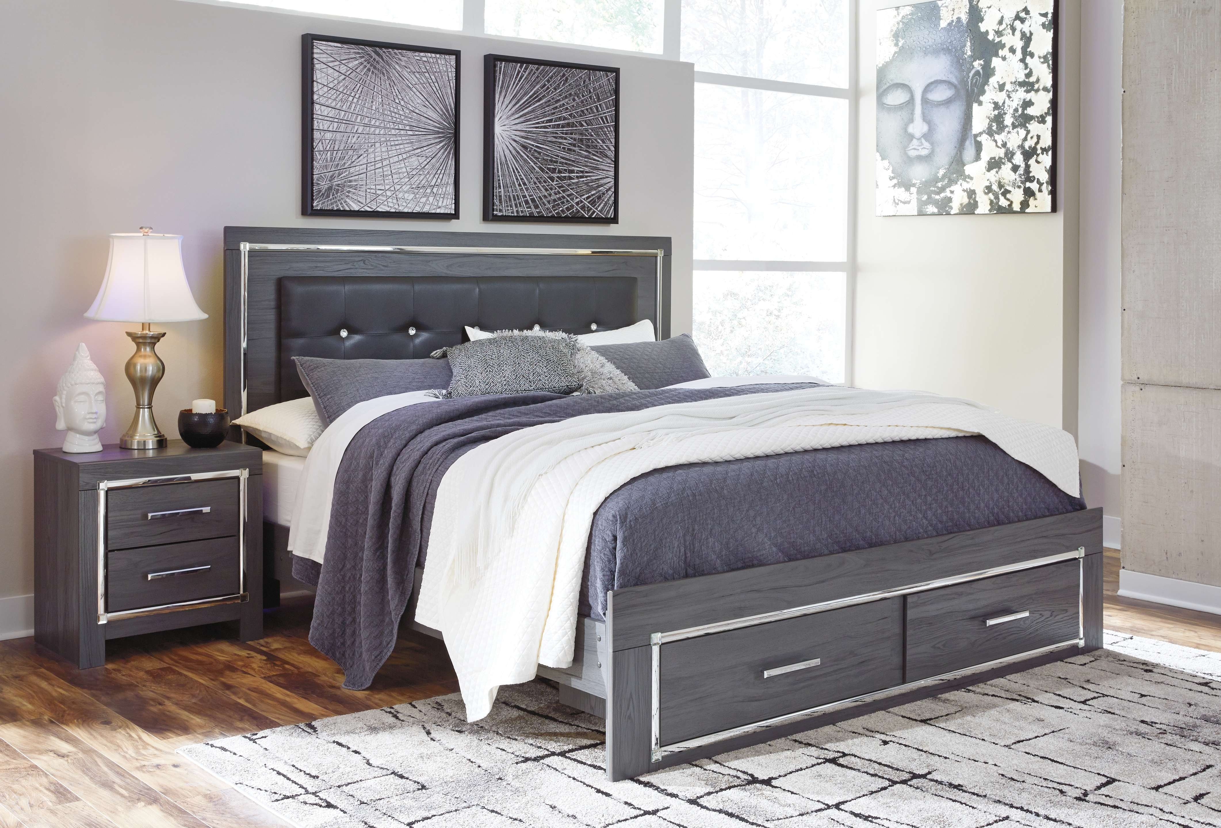 Ashley King Platform Bed with 2 Storage Drawers B214-58-56S-95-B100-14
