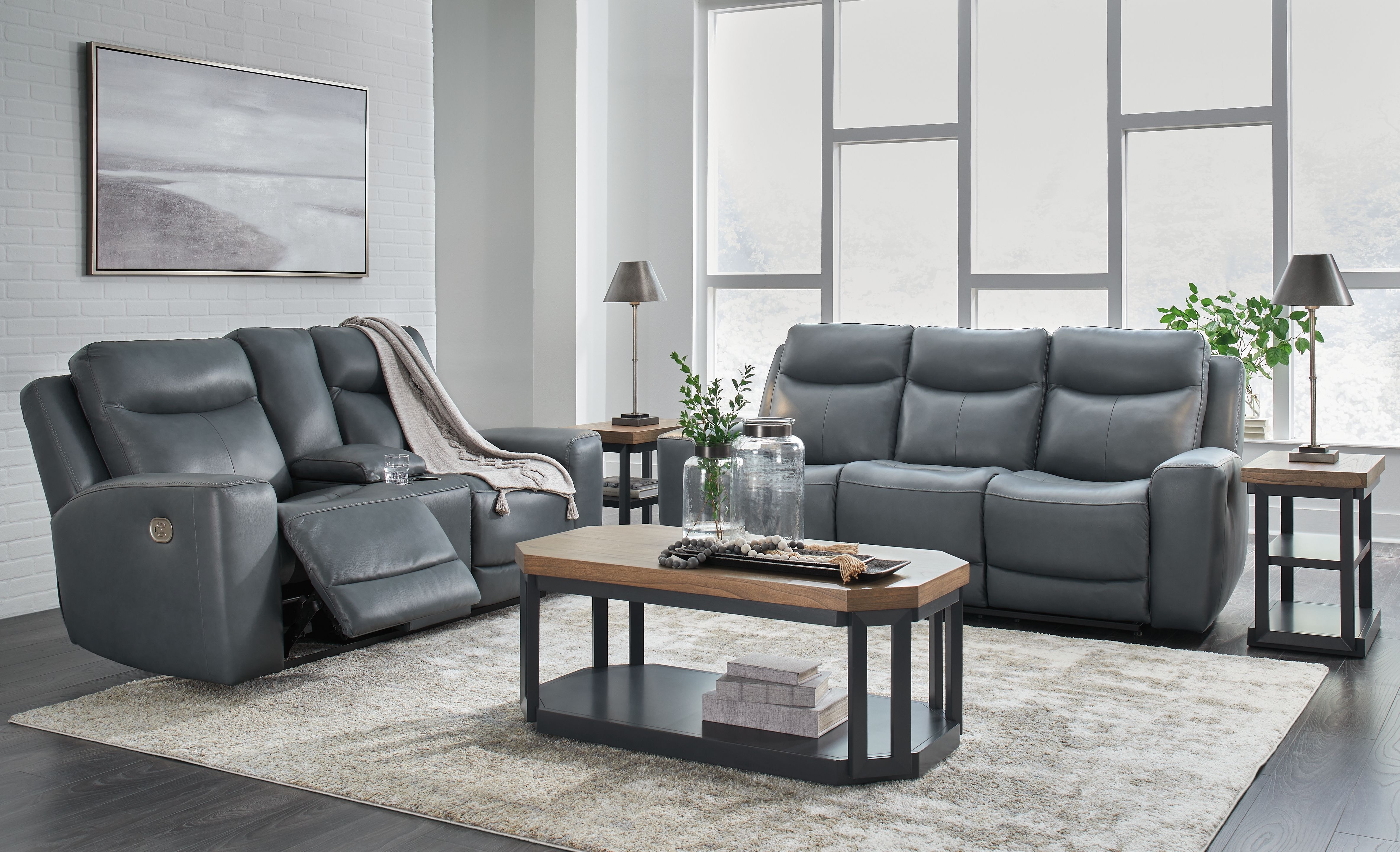 Ashley Mindanao Power Reclining Sofa and Power Reclining Loveseat With