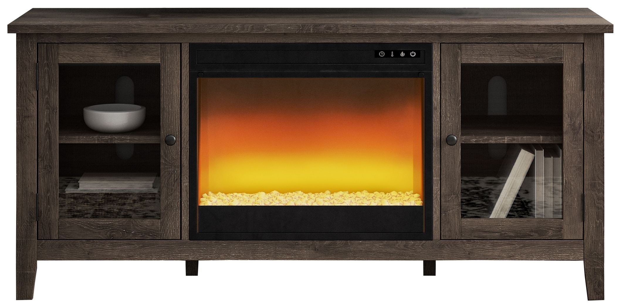 Ashley Arlenbry LG TV Stand with Glass/Stone Fireplace Insert W27568