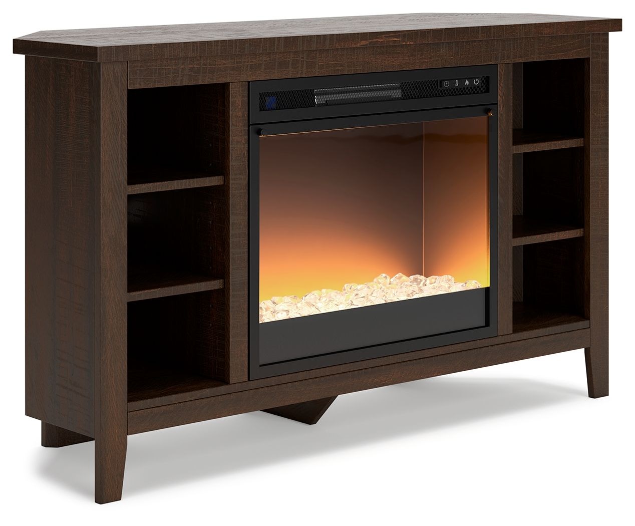 Ashley Camiburg Corner TV Stand With Fireplace Insert Glass/Stone W283