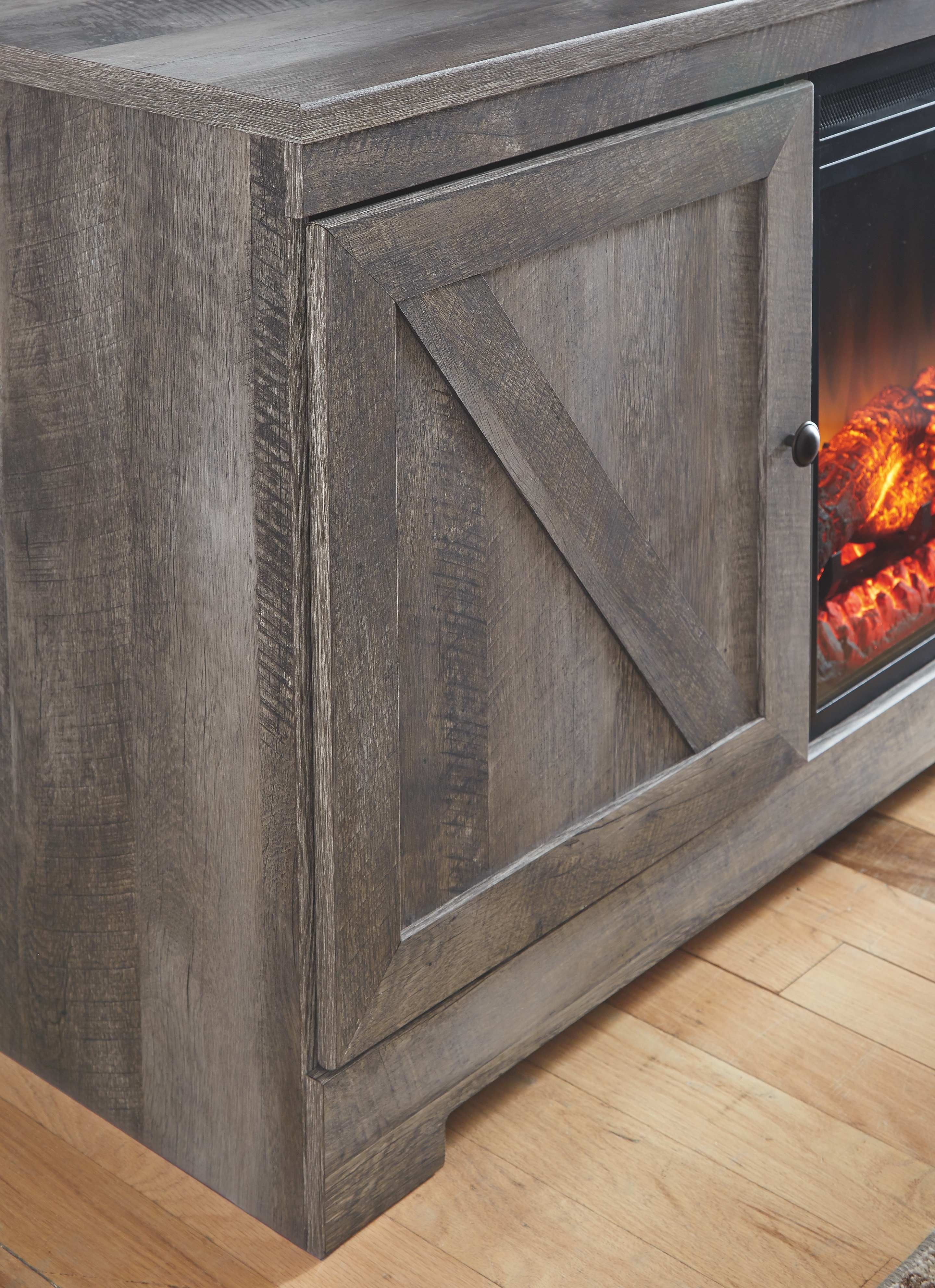 Ashley Wynnlow 63'' TV Stand with Faux Firebrick Fireplace Insert