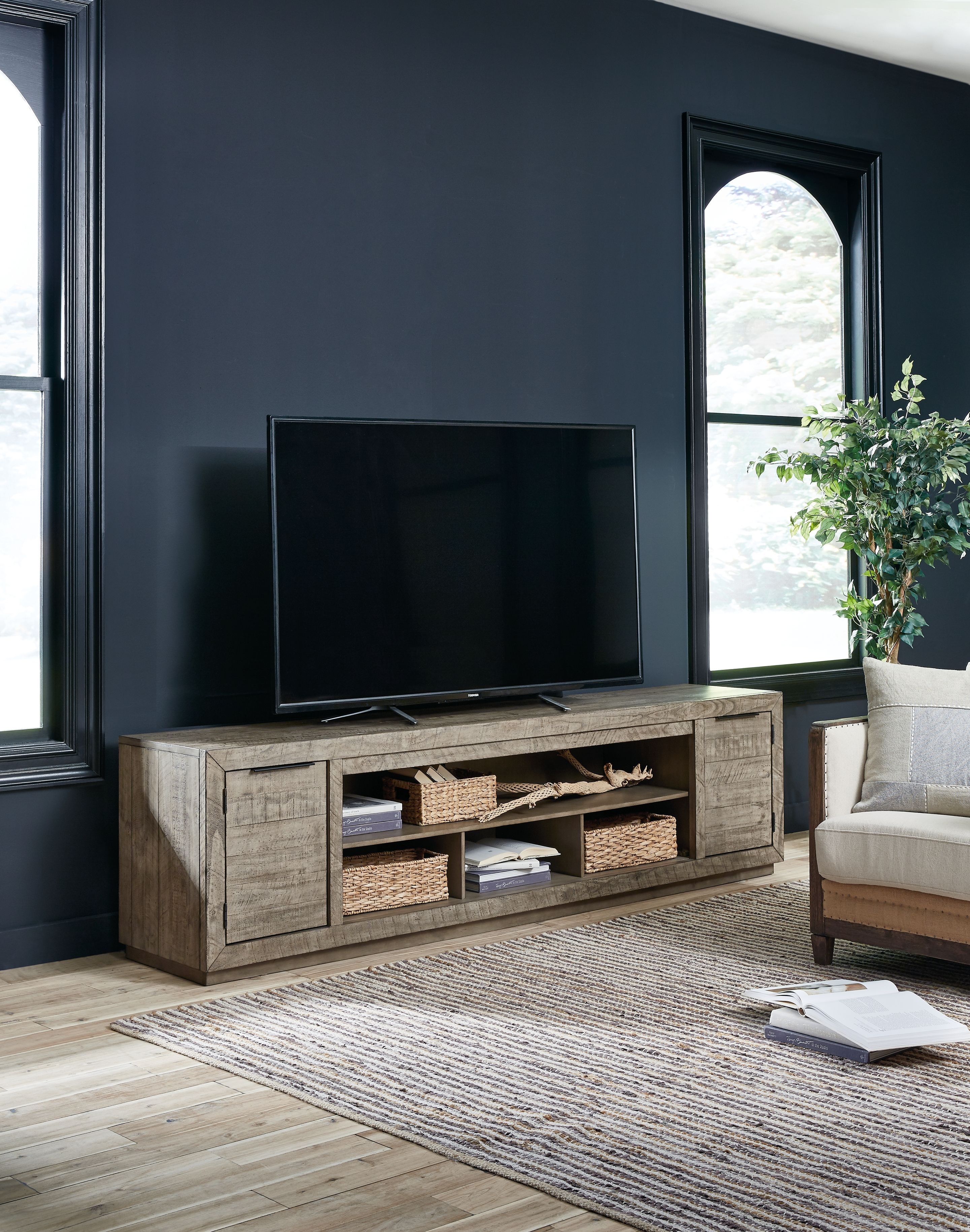 Ashley Krystanza TV Stand With Wide Fireplace Insert W760-78-W100