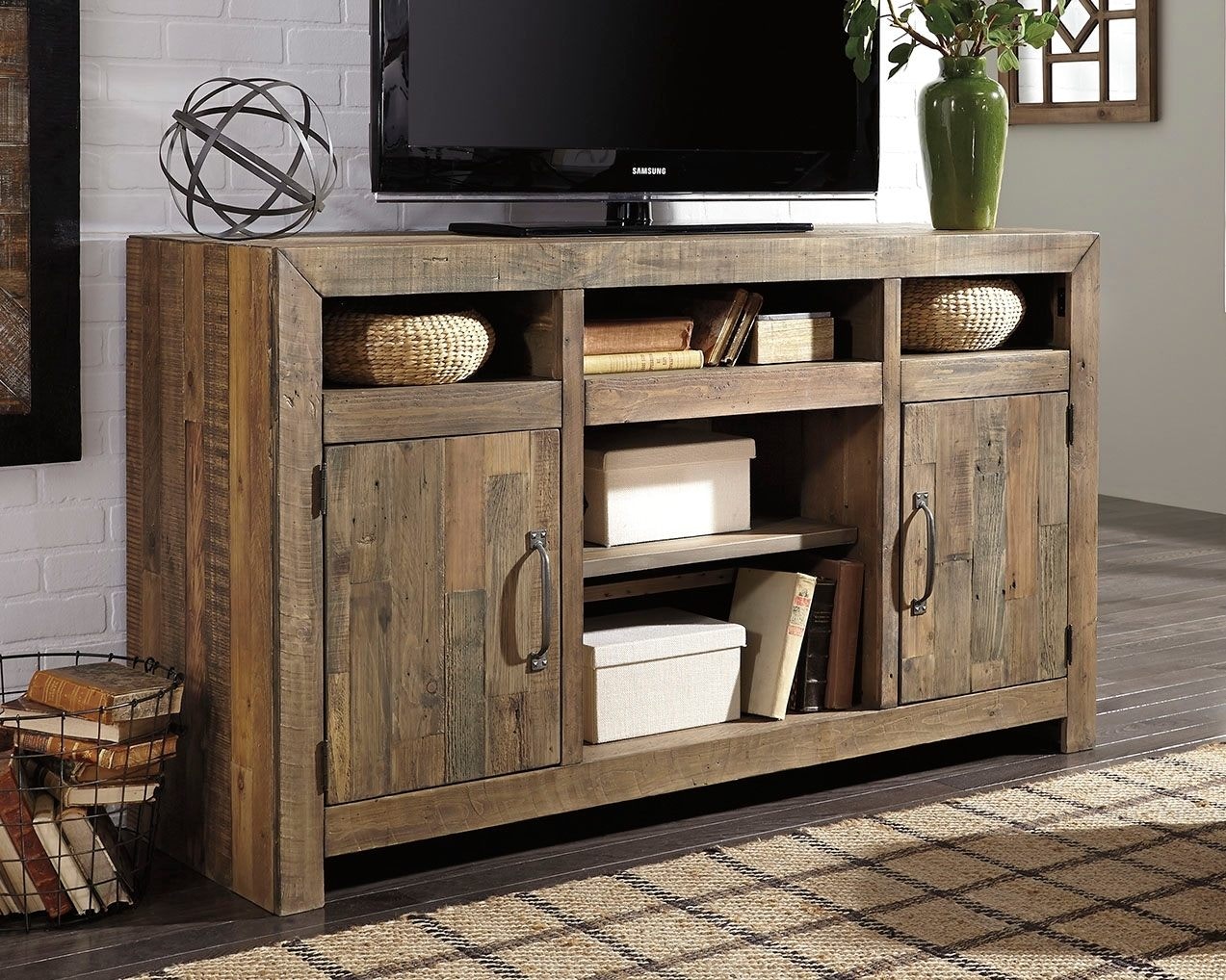 Ashley Sommerford 62'' TV Stand with Faux Firebrick Fireplace