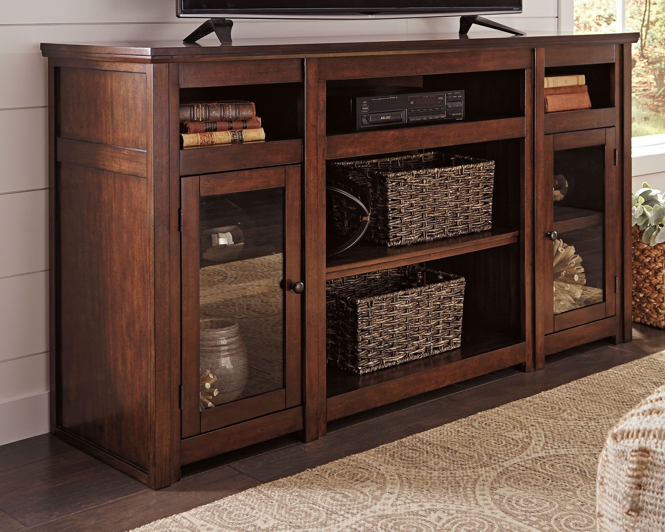 Ashley Harpan Xl TV Stand W/Fireplace Option W79768 Portland, OR