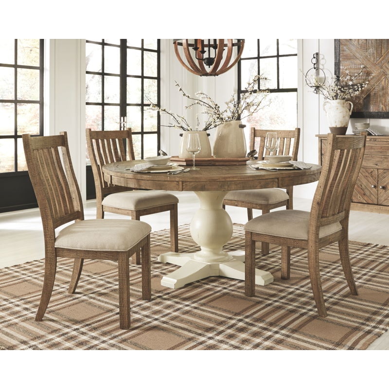 ashley round wood dining table