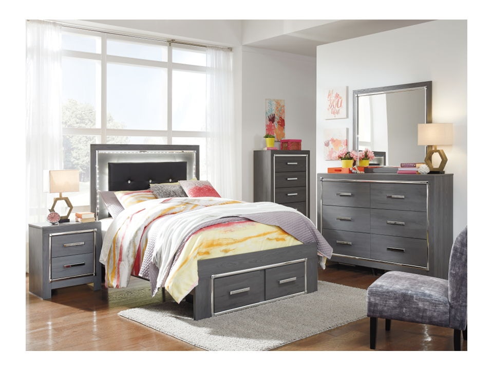 Ashley Lodanna 6 Piece Full Panel Bed With Storage Set B214-31-36-46-87 ...