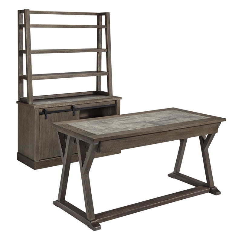 Ashley Luxenford Large Leg Desk and Credenza with Hutch Set H741