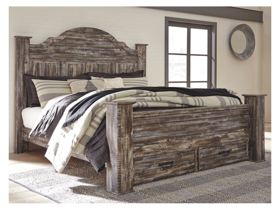 Ashley Lynnton King Poster Bed with Storage B297686166S7097