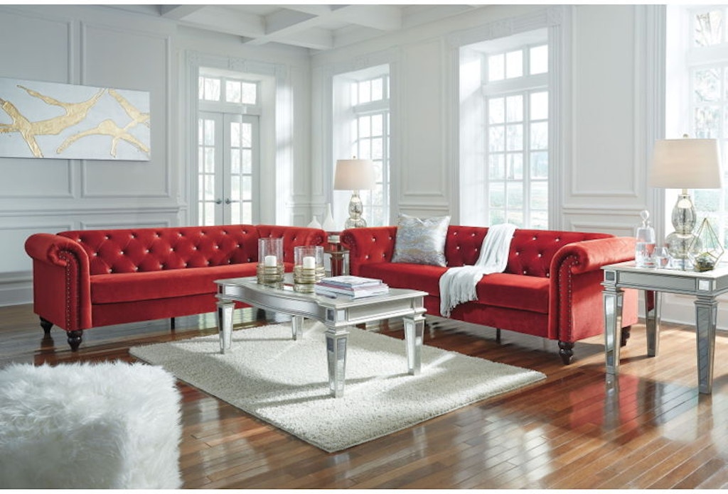 ashley furniture living room sets red