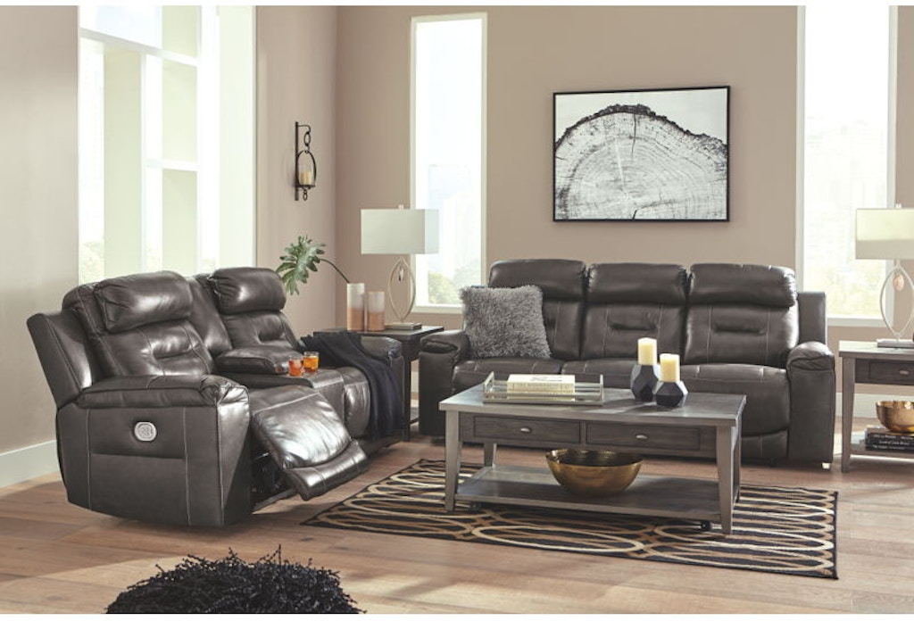 ashley pomellato top grain leather power reclining sofa