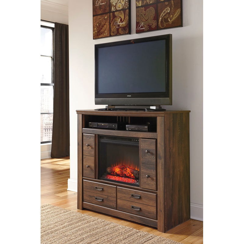 NEW　SMART　CHEST Ashley Quinden Media Chest with LED Fireplace Insert B246-49-W100