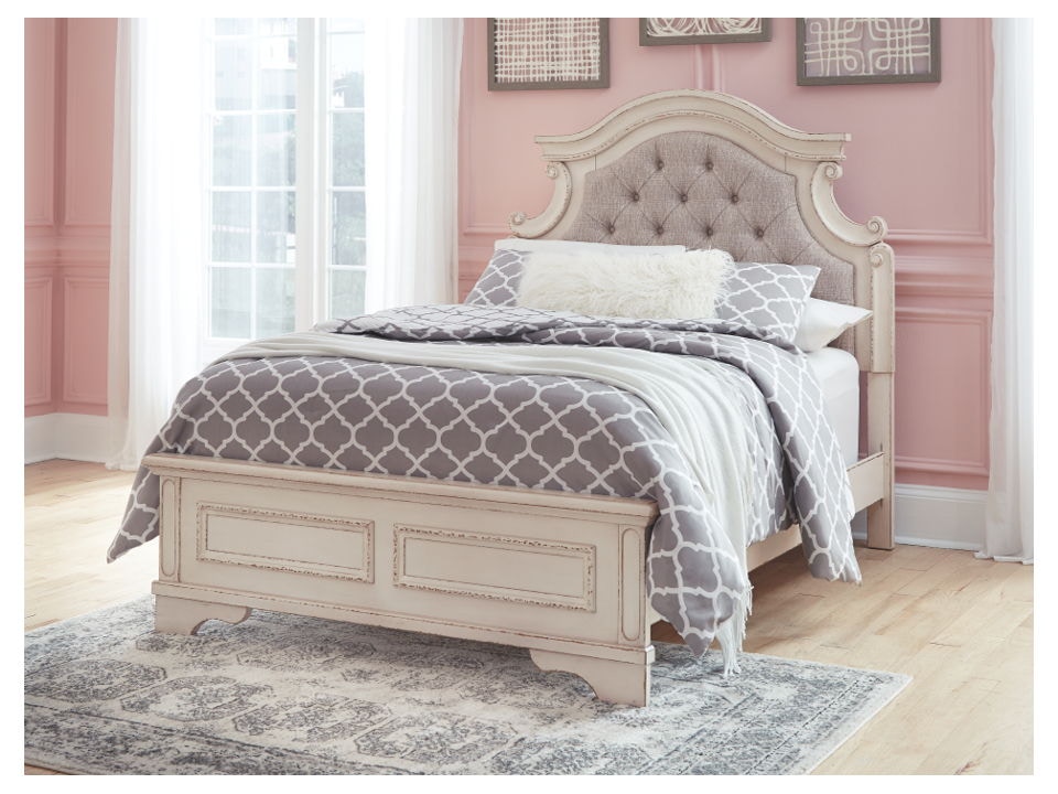 ティンバレス Ashley Realyn Full Upholstered Panel Bed B743-87-84-86 - Portland