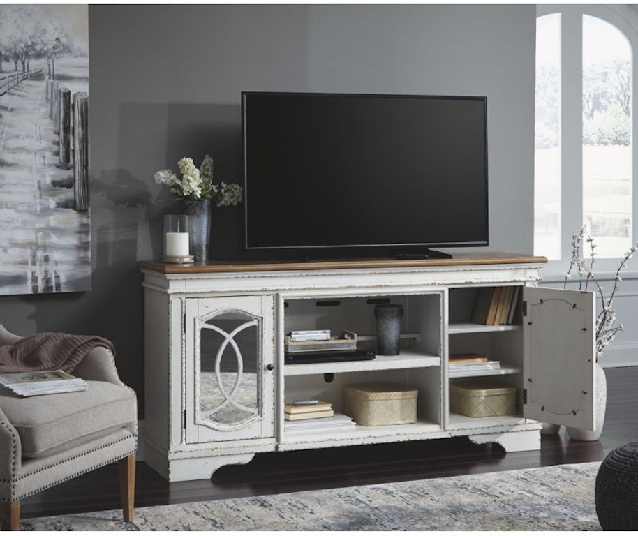 Ashley Realyn XL TV Stand with Fireplace W743-68 ...