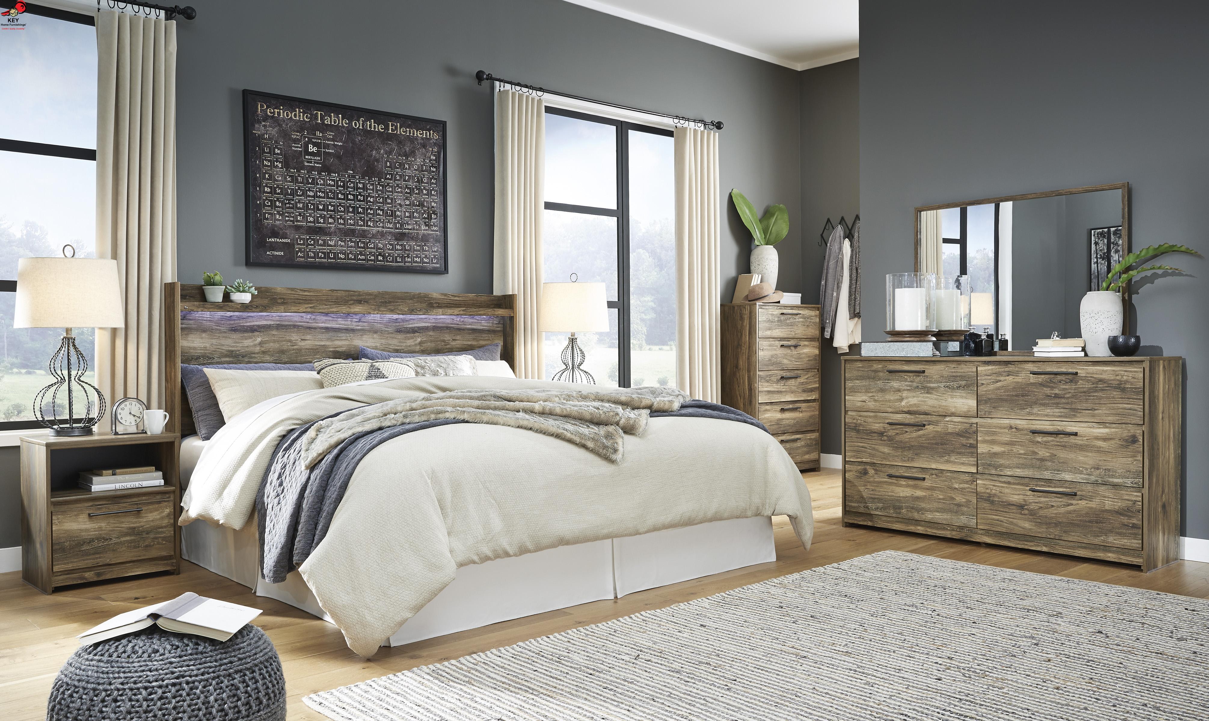 Ashley Rusthaven 6 Piece King Panel Bed Set B3223136465891B10014