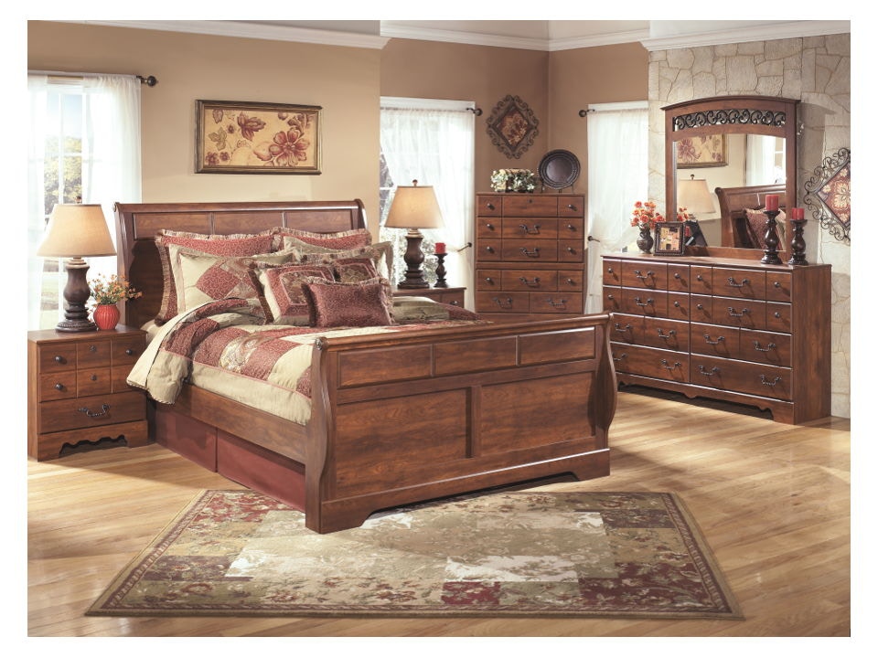 Ashley Timberline 5 Piece Queen Sleigh Bed Set B258-31-36-57-54-96