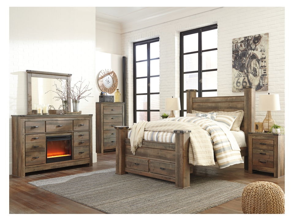 Ashley furniture bedroom store set with fireplace