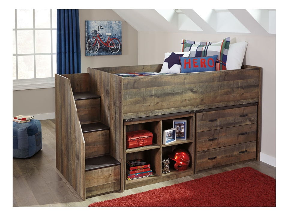 Twin loft bed with best sale storage steps