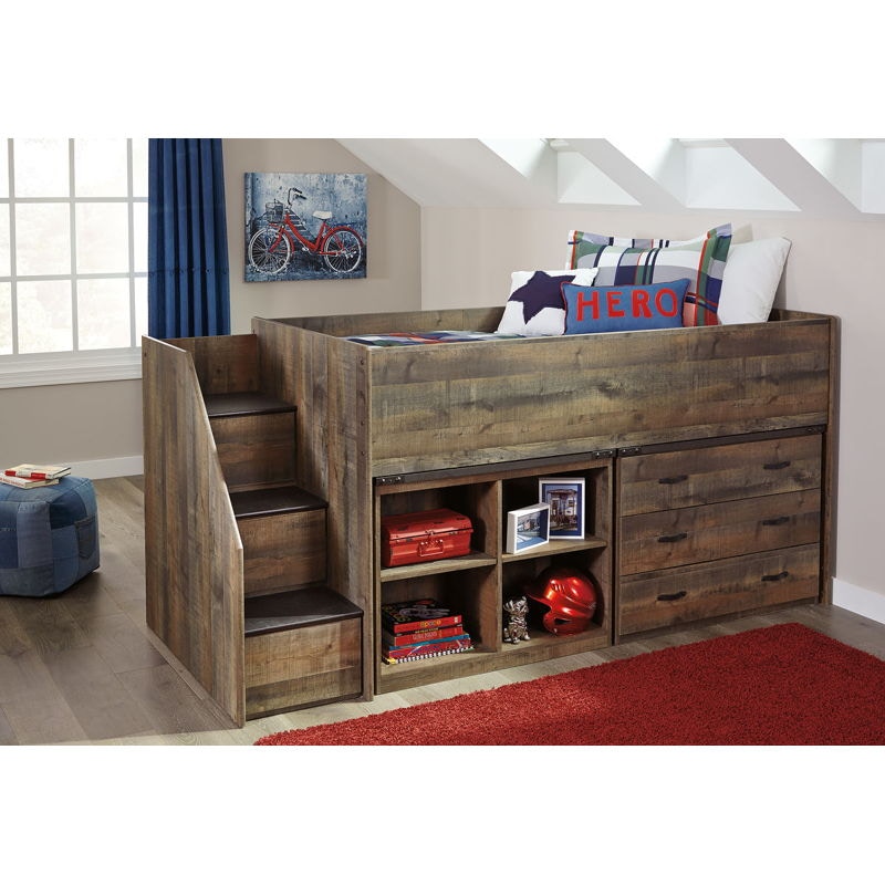 Ashley Trinell Twin Loft Bed with Storage Steps and Drawer Storage B446