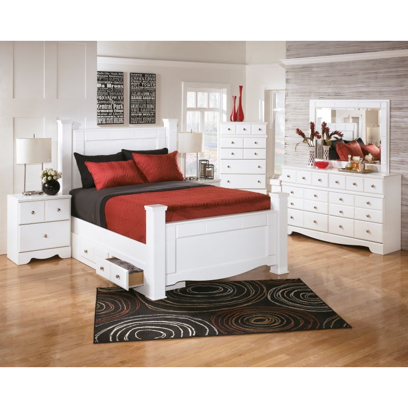 queen poster bed with storage