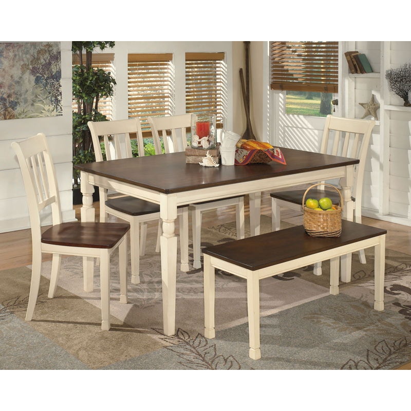 ashley farmhouse table with bench