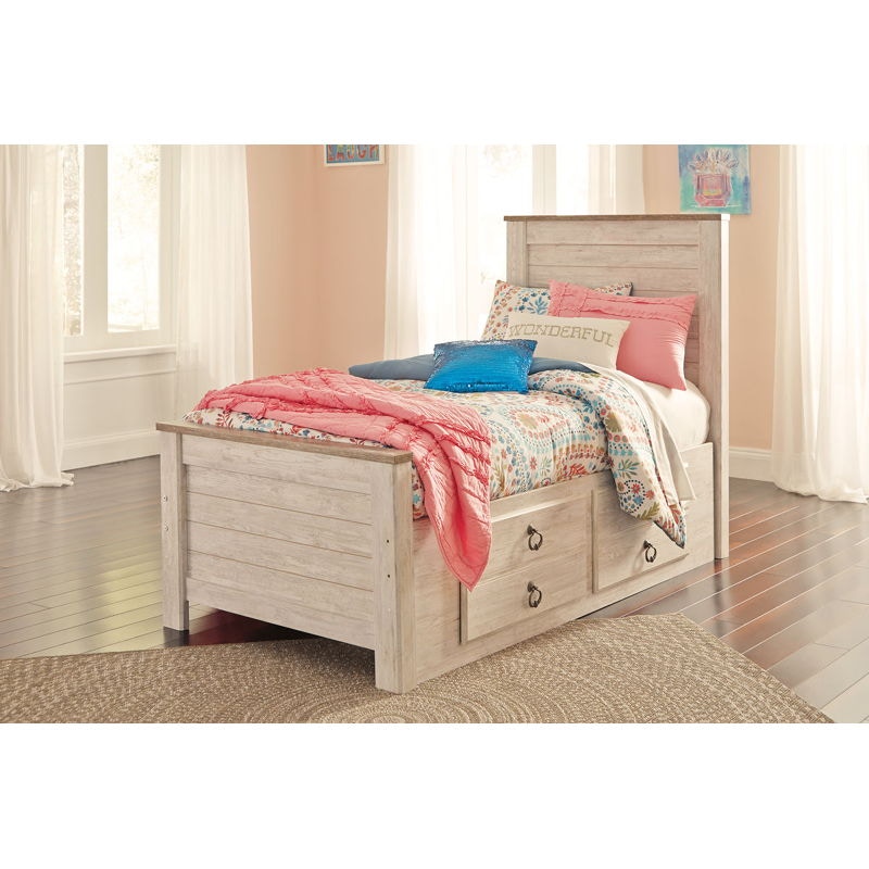 Ashley Willowton Twin Panel Bed with Under Bed Storage B267