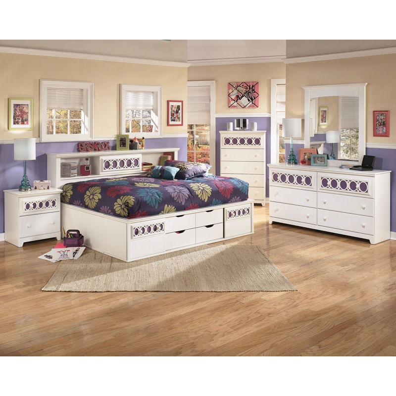 Ashley Zayley Dresser and Mirror and Full Bookcase Bed with Storage Set B131 21 26 85 51 88