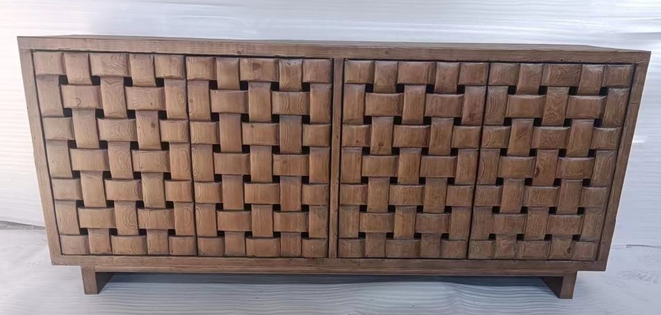 Classic Home Pine Wood 4 Door Cabinet - Thumbnail 5