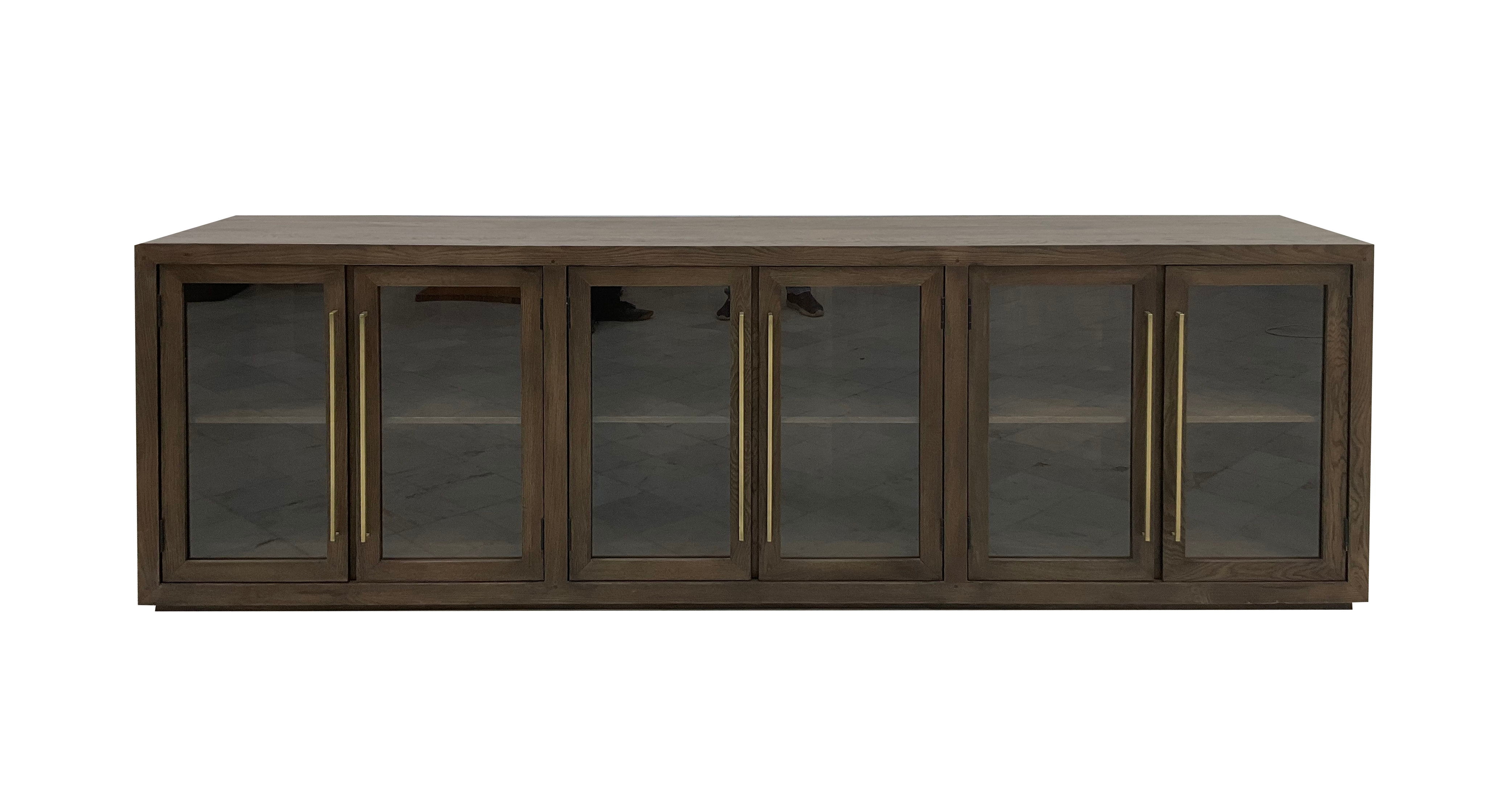 Classic Home Oak Wood 6 Door Cabinet - Thumbnail 2