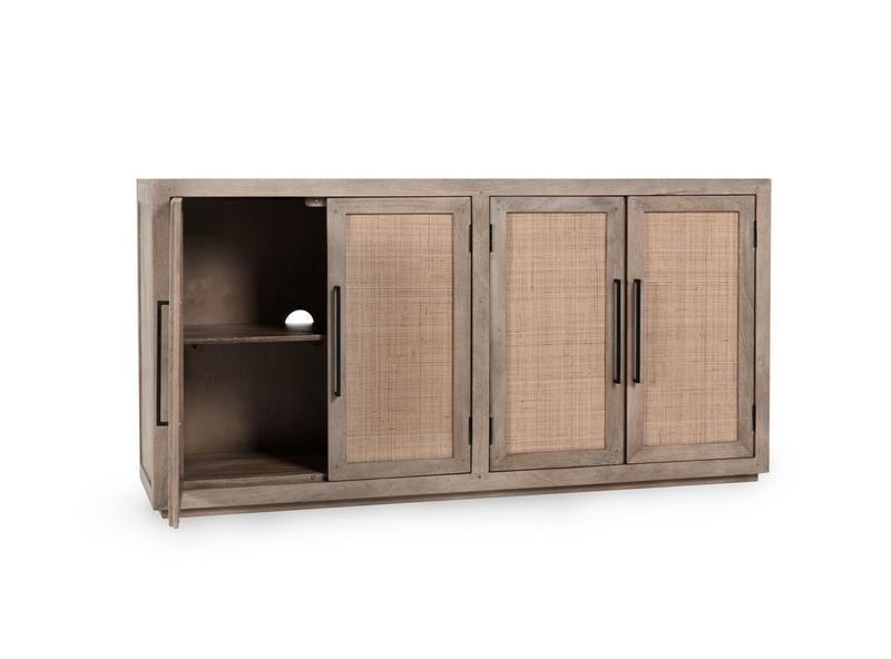 Classic Home Pine Wood 4 Door Cabinet - Thumbnail 4