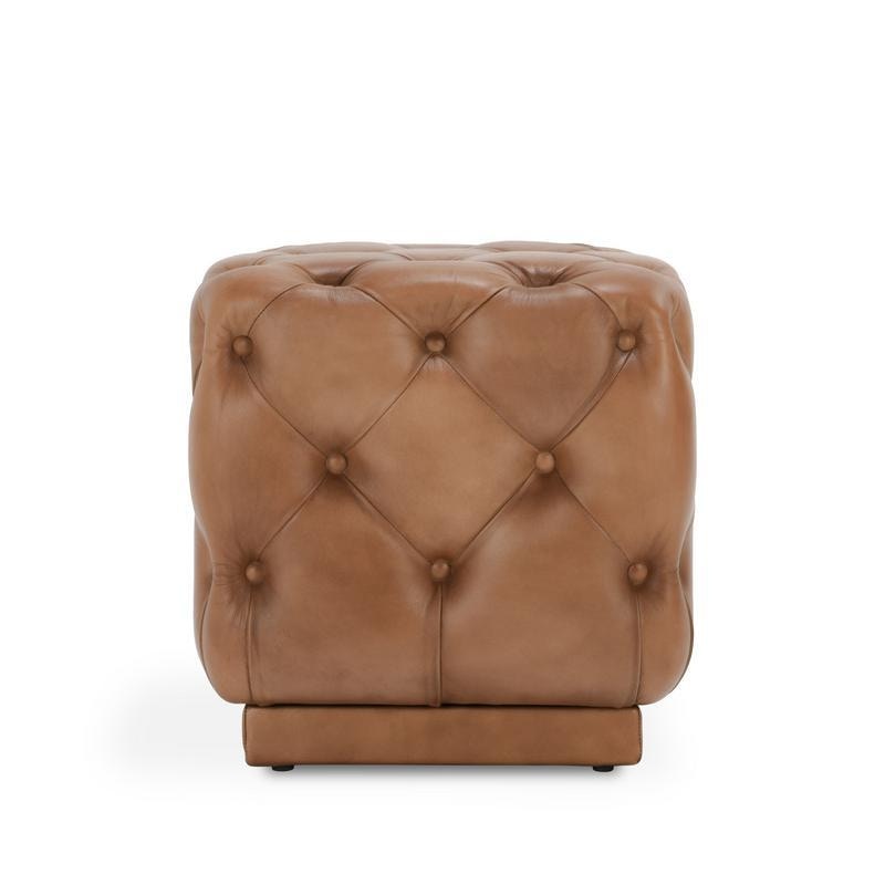 Classic Home Leather Square Ottoman - Thumbnail 2
