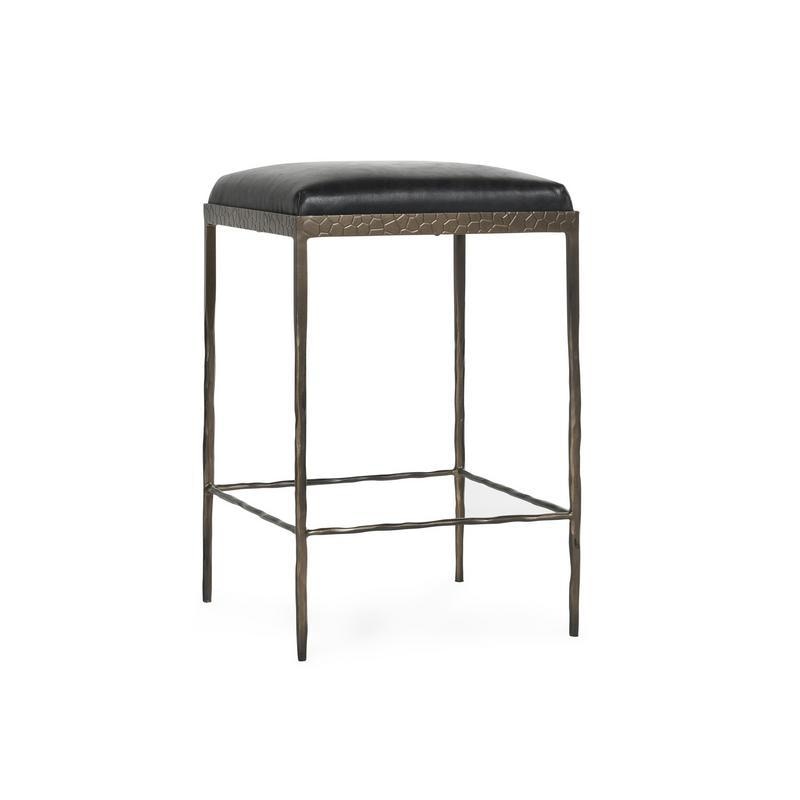 Classic Home Rooney Leather/Wood 26in Counter Stool - Thumbnail 2