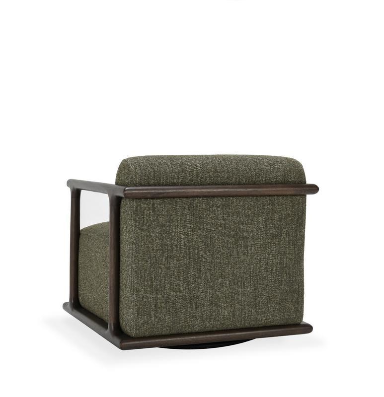Classic Home Lucia Mid-Century Green Boucle Fabric Upholstered Swivel Accent Chair - Thumbnail 5