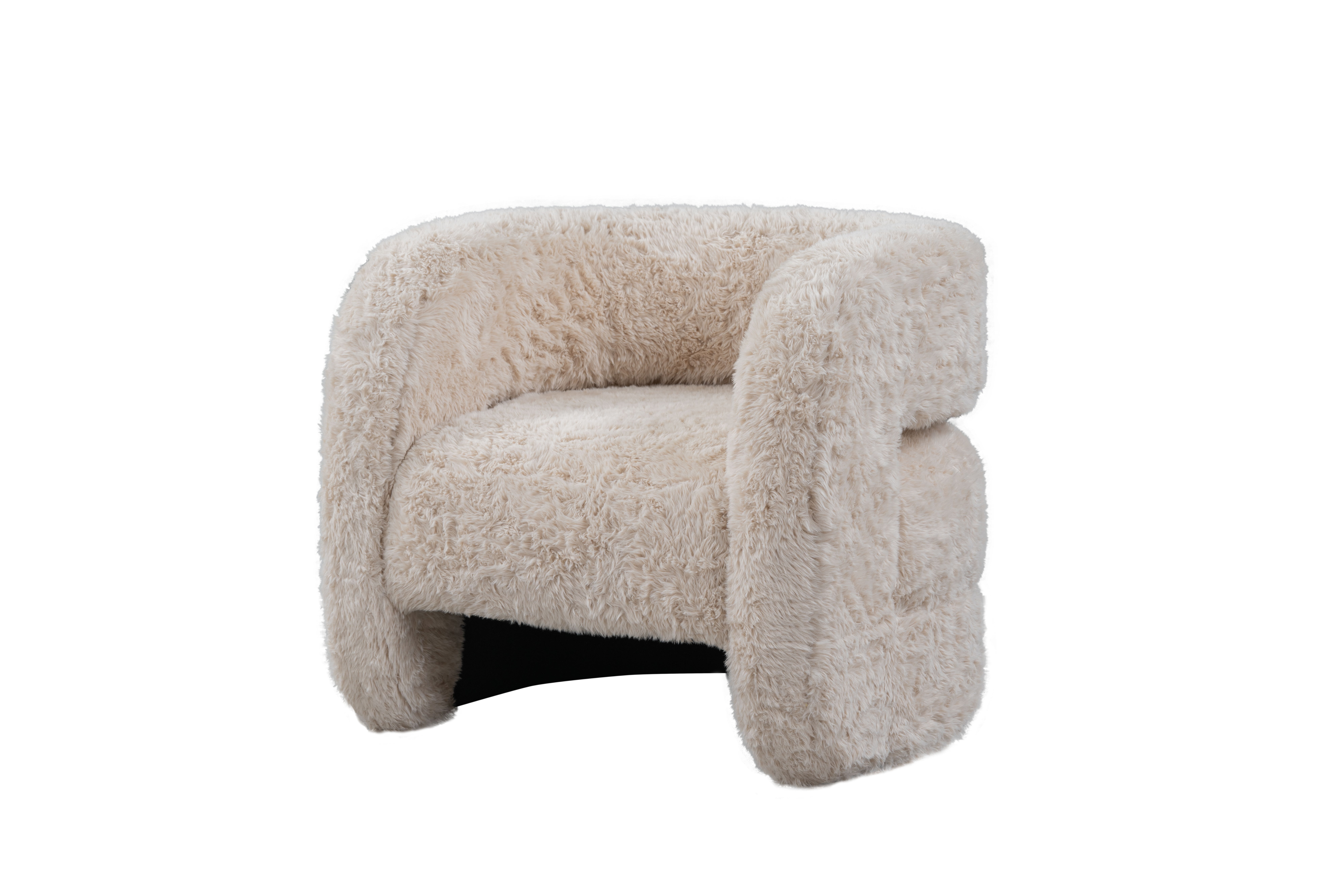 Classic Home Teddy Plush Fabric Cushioned Beige Accent Chair
