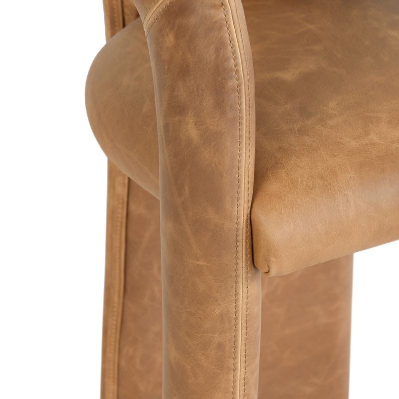Classic Home Distressed Leather Counter Stool - Thumbnail 4
