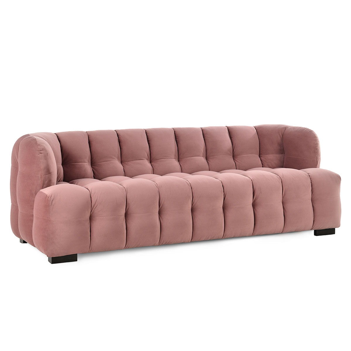 Classic Home Petra 89in Velvet Fabric Blush Tufted Sofa - Thumbnail 4