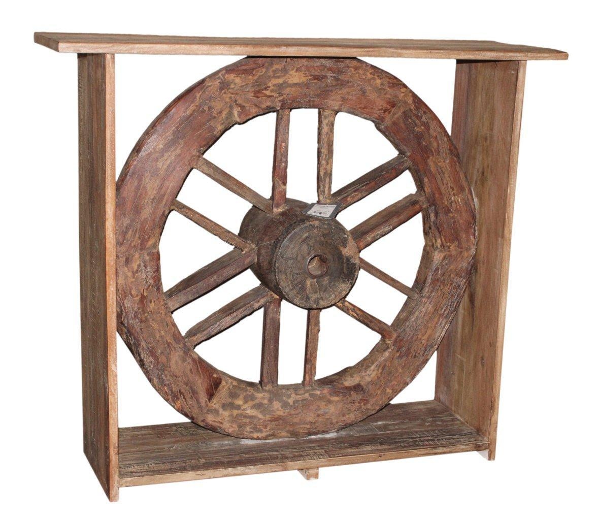 Classic Home Reclaimed Wood Wheel Console Table