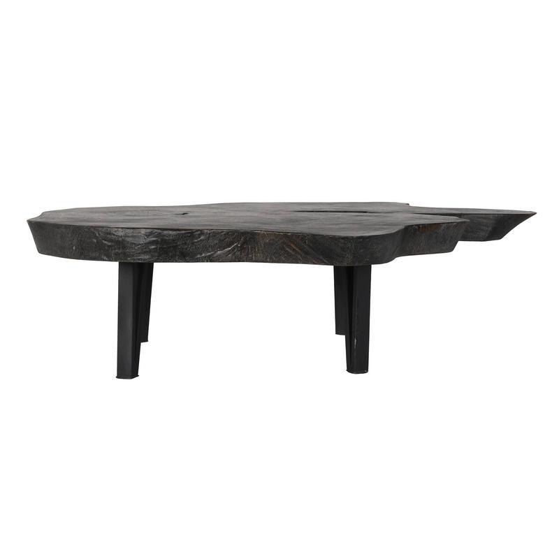 Classic Home Edge Coffee Table With Metal Base - Thumbnail 2