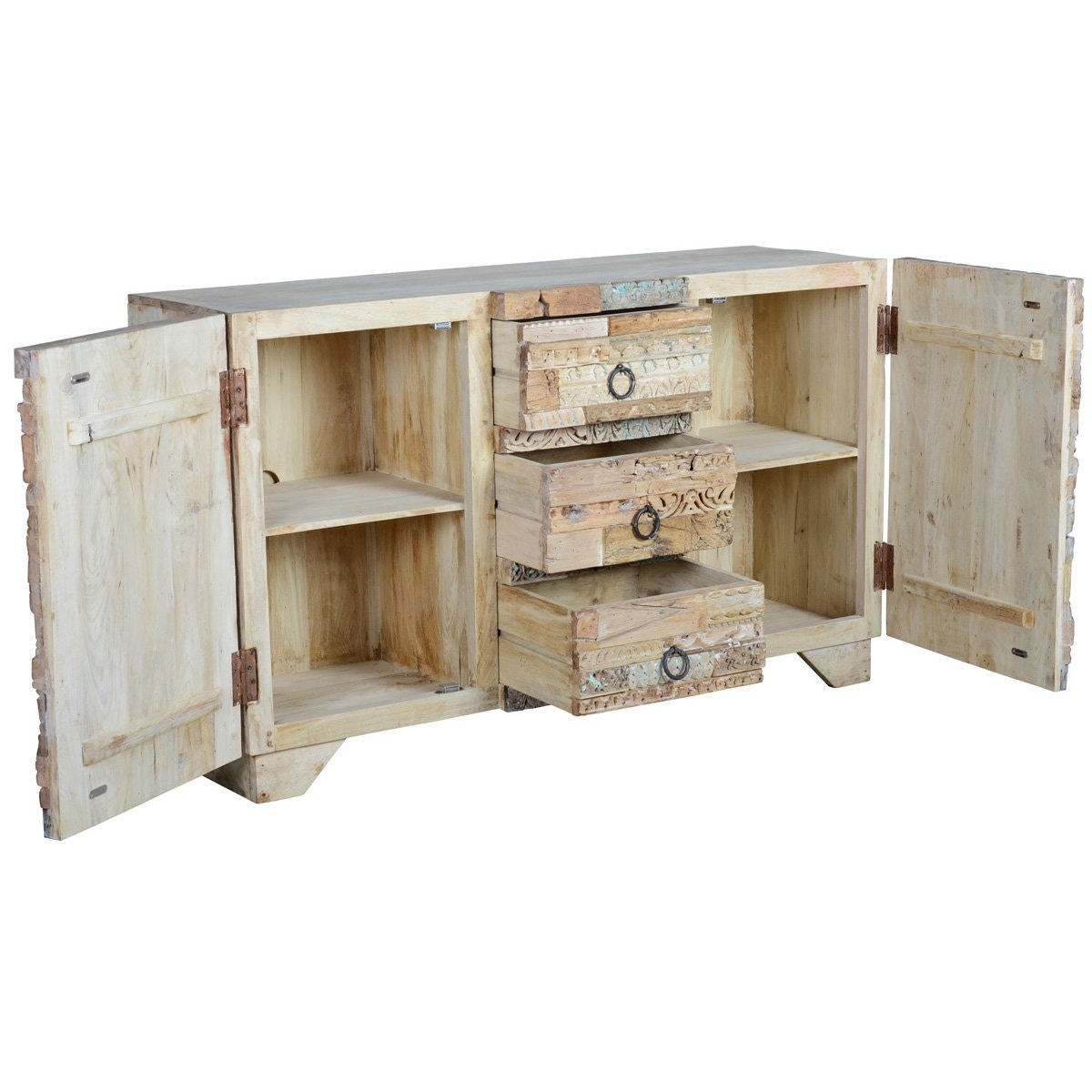 Classic Home Wood Carved 3 Drawer Cabinet