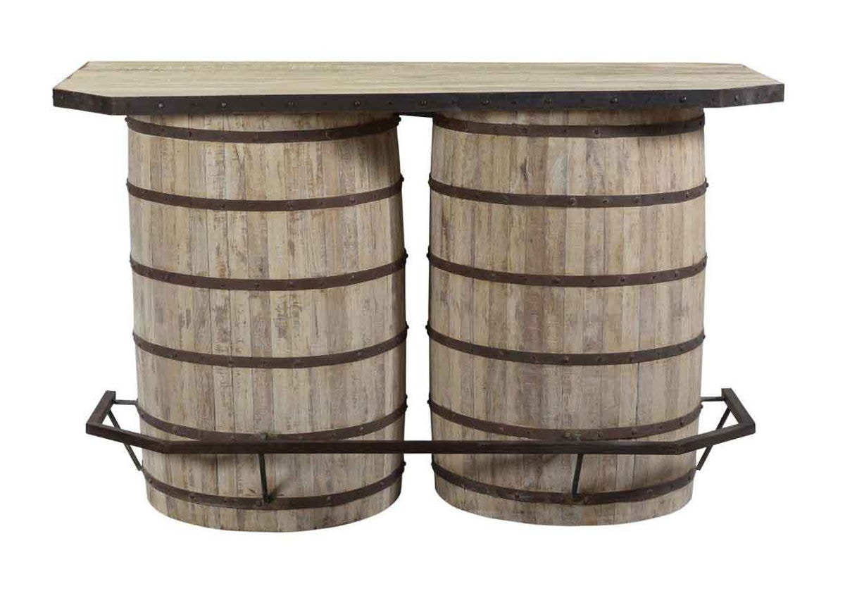 Classic Home Reclaimed Wood Barrel Bar