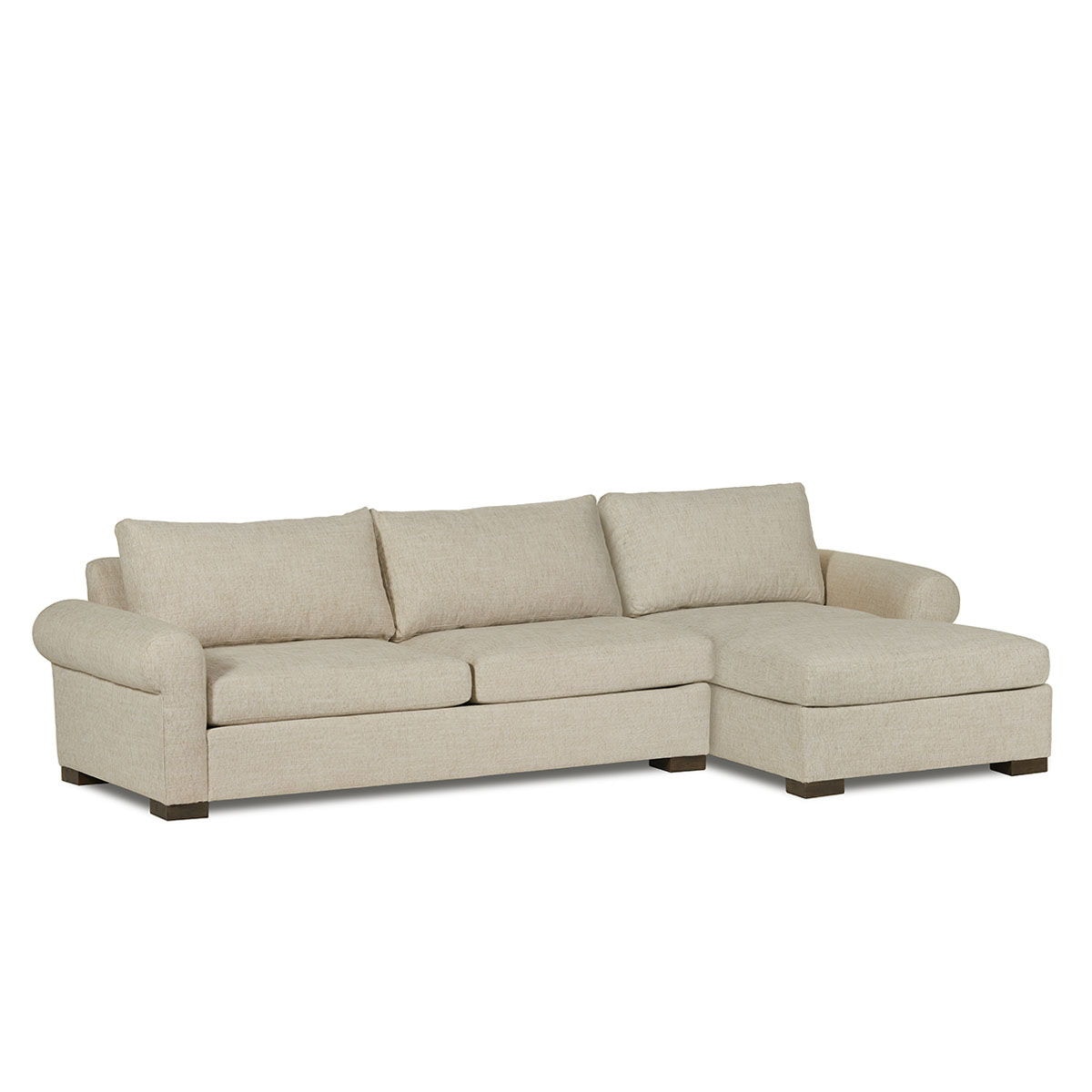 Classic Home Rivera Sofa With RAF Chaise Roll Arm Presto Fabric Flax 6RIV513RFPRFLA