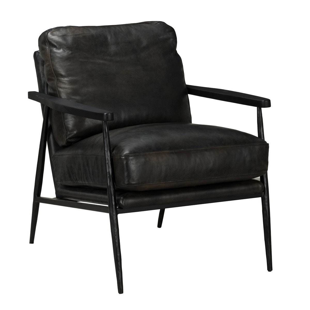 Black leather club discount chair